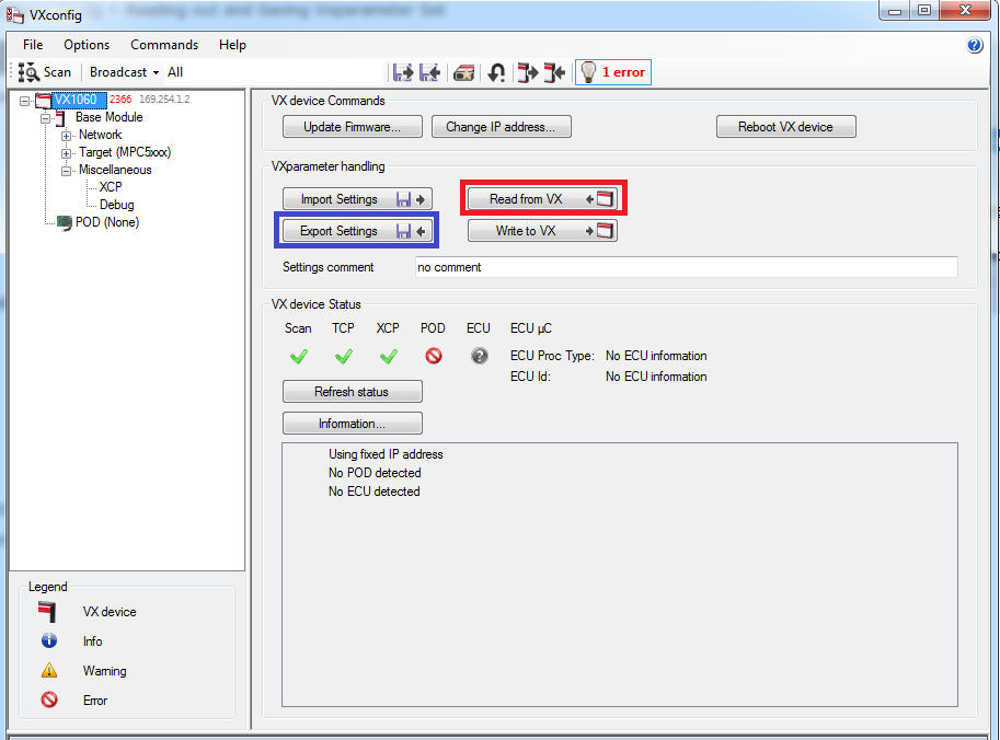 - Reading out and Saving Vxparameter Set - Knowledge Portal
