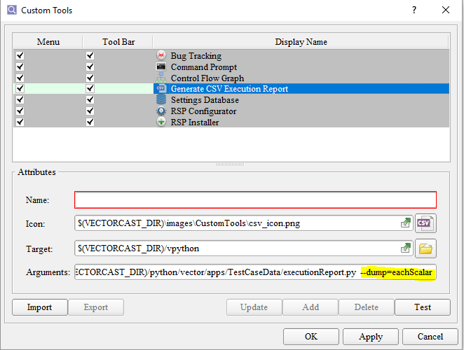  improved custom tool takes argument to generate csv execution report