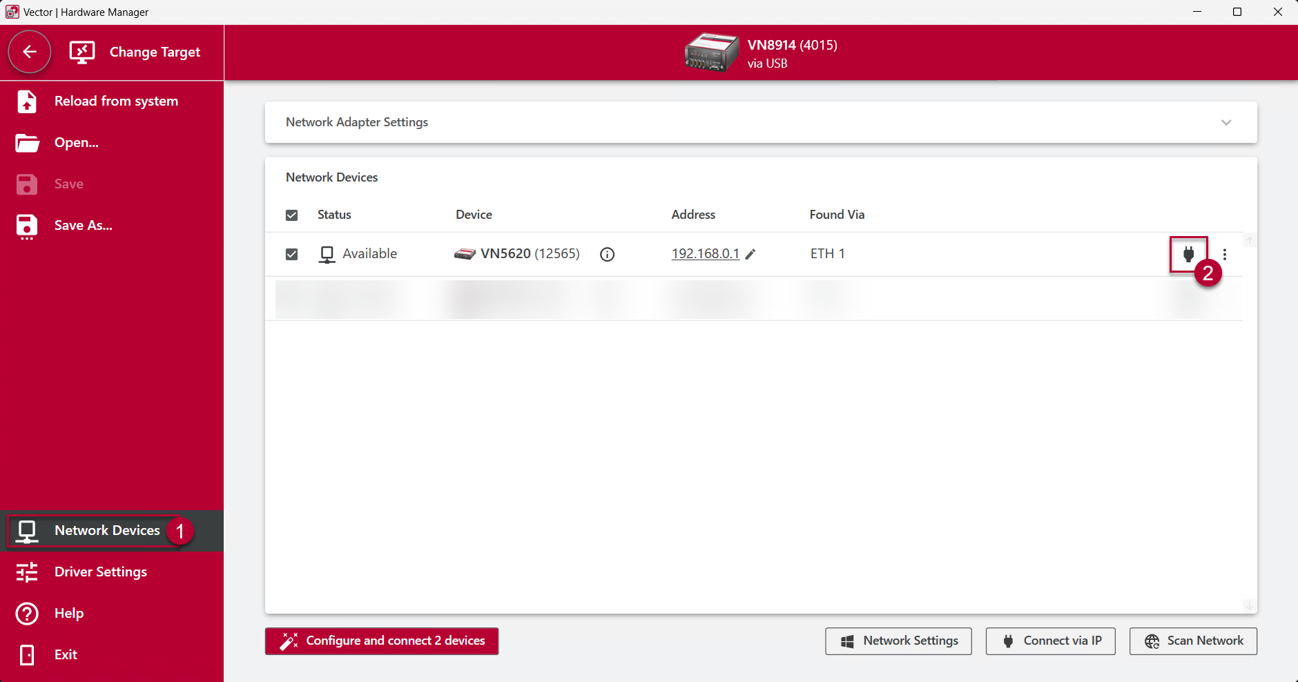 Ethernetホスト接続でVNインターフェイスをVN8900に接続する方法
