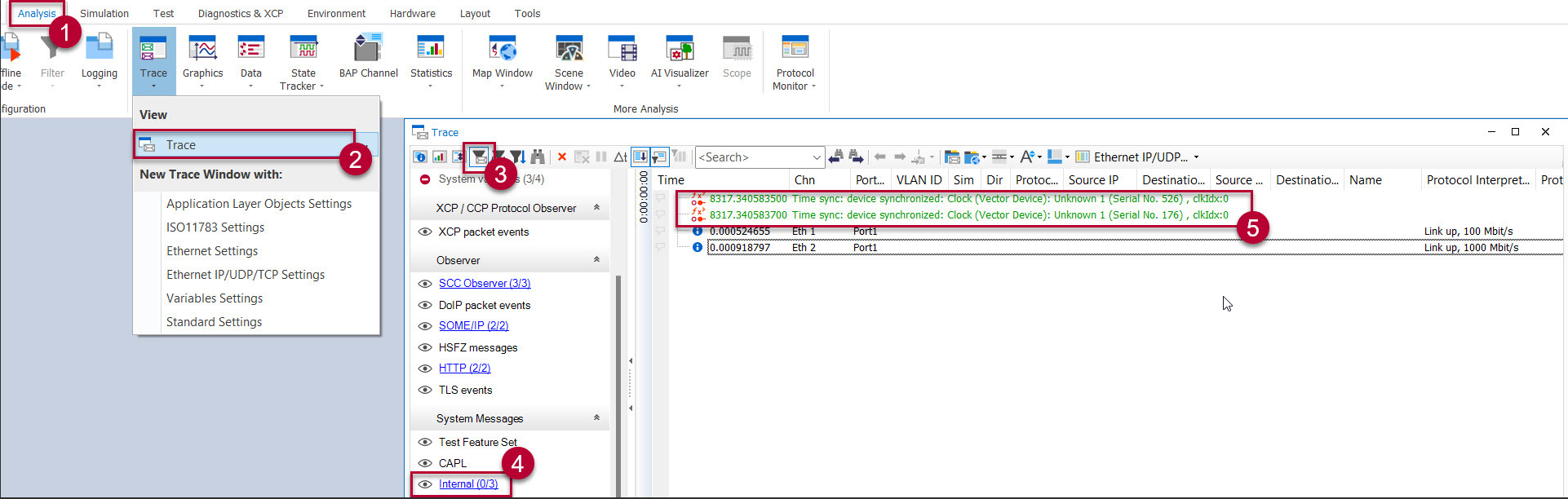 观察CANoe/CANalyzer 和Vector Hardware Manager 中VN 接口的时间同步状态- KnowledgeBase -  Vector Support
