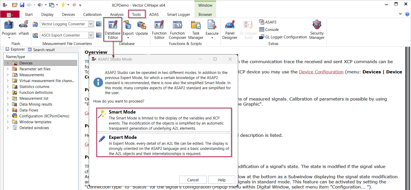 CANape - Change of ASAP2Studio Mode - KnowledgeBase - Vector Support